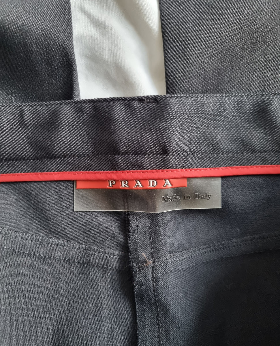 パンツ 90s PRADA slacks dark navy Prada Trousers, 90s Long Trousers, Vintage Prada, Gray