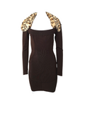 Alaia leopard print fur trim dress, FW 1990