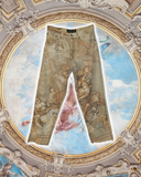 Roberto Cavalli Renaissance print jeans, Fall 1994