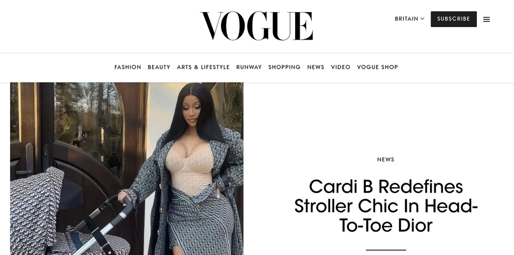 Cardi B Redefines Stroller Chic In Head-To-Toe Dior