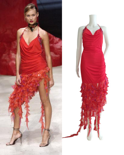 Ungaro red ruffle runway dress, SS 2003