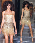 Roberto Cavalli gold beaded runway dress, SS 2004