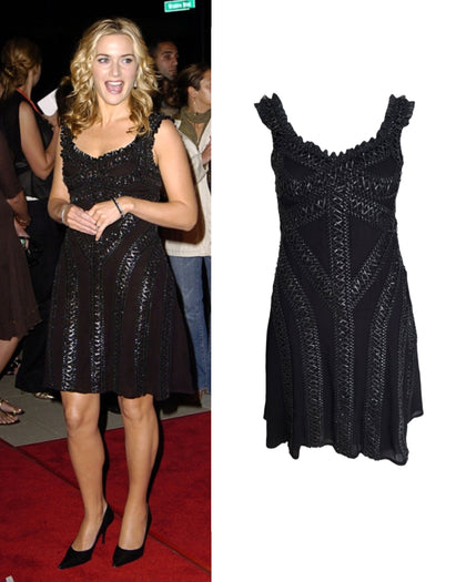 Alexander McQueen leather criss Cross stitch dress, 2004