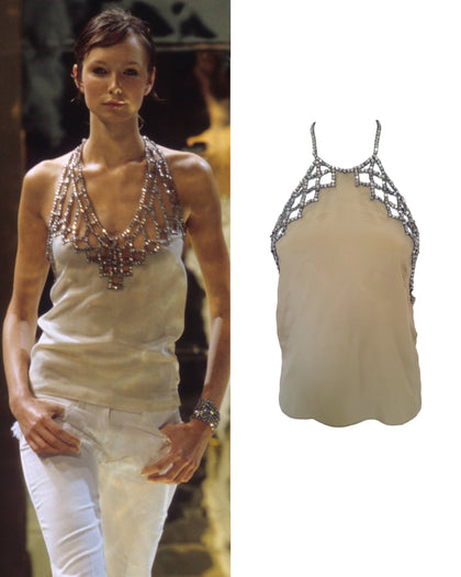 Chloé silk rhinestone cut out top, SS 2000