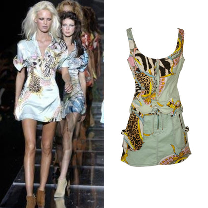 Roberto Cavalli jungle print corset set, SS 2004