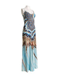 Roberto Cavalli feather print maxi dress, SS 2004