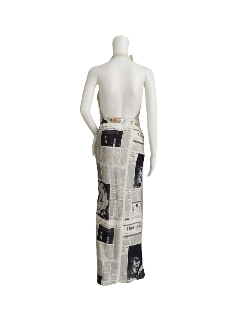 Dior newspaper print runway gown, FW 2000 – My Runway Archive