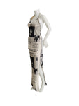 Dior newspaper print runway gown, FW 2000
