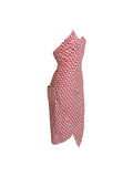 Dior red asymmetrical strapless dress, FW 2000