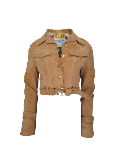 Dior suede equestrian print runway jacket, SS 2000