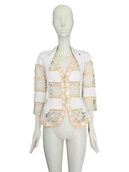 Dior leather and sheer lace jacket, SS 2005