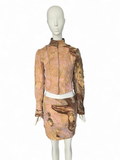 Roberto Cavalli distressed skirt set, Fall 2001