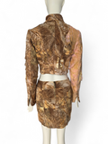 Roberto Cavalli distressed skirt set, Fall 2001