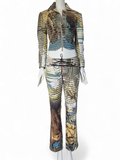 Roberto Cavalli lion print ensemble, SS02
