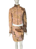 Roberto Cavalli distressed skirt set, Fall 2001