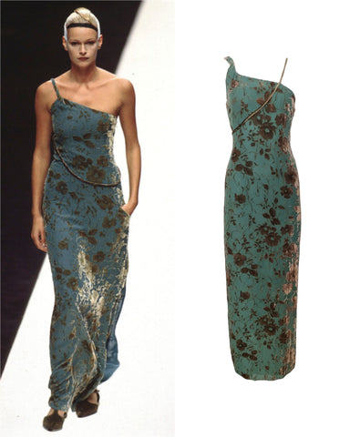 Emporio Armani teal runway gown, FW 1998