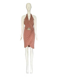 Versace runway logo belted dress, Spring 2005