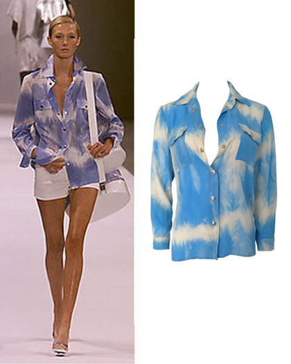 Celine blue runway tie dye shirt, SS 2000