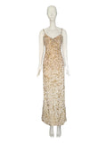 Gold escada embellished gown, c 2000