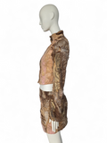 Roberto Cavalli distressed skirt set, Fall 2001