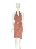 Versace runway logo belted dress, Spring 2005