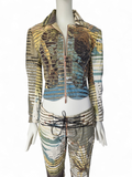 Roberto Cavalli lion print ensemble, SS02