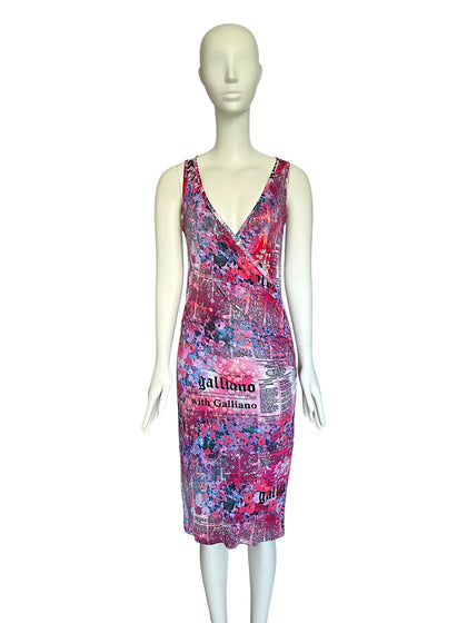 John Galliano floral newspaper dress