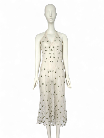 prada halter dress Prada Halter Pleated Silk Belted Dress
