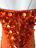 Dolce Gabbana orange sequin dress, c 2004