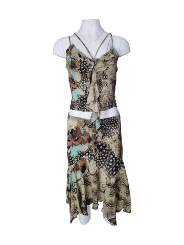 Robert Cavalli feather print set, SS 2004