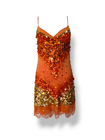 Dolce Gabbana orange sequin dress, c 2004