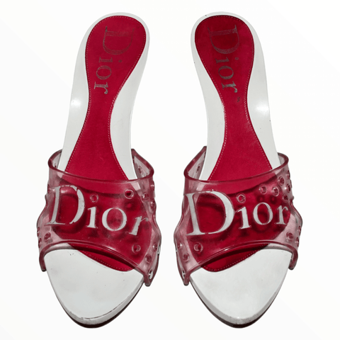 Archive, Dior pink and white jelly mules - My Runway Archive