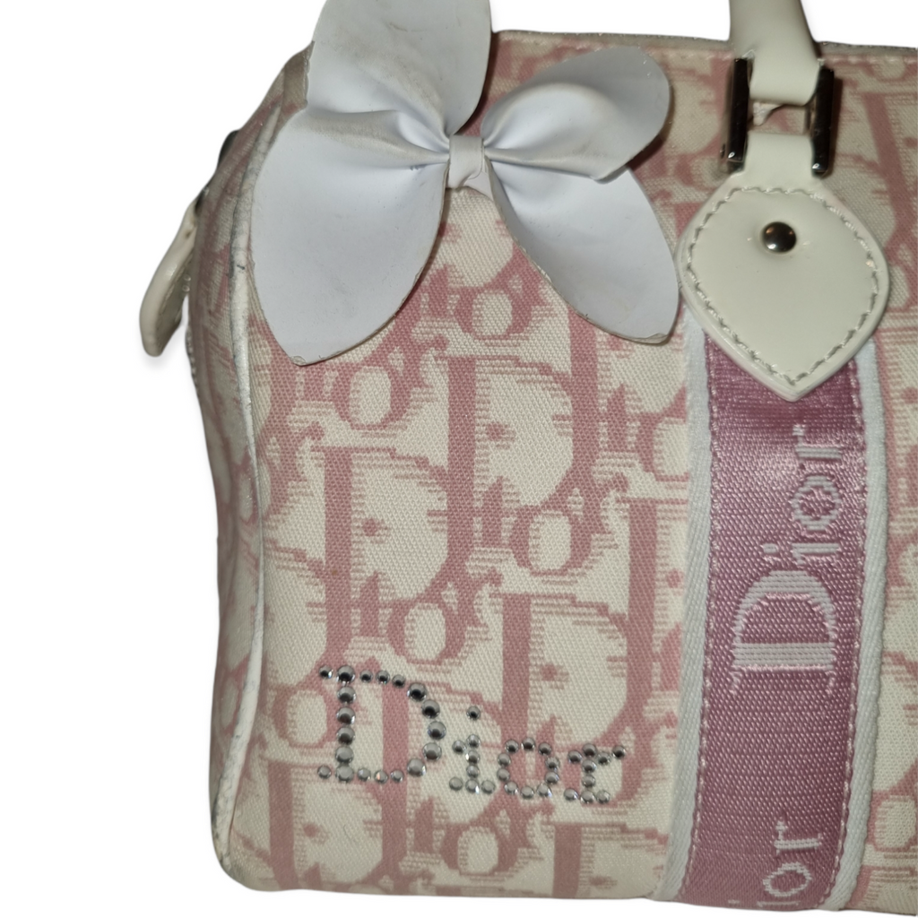 Dior Vintage Pink Oblique Girly Flower Boston Bag